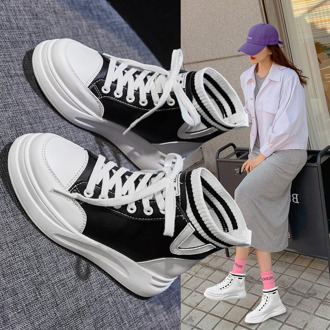 Ladies Casual Shoes High Top Breathable Comfortable Little white shoes Outdoor Hard-Wearing Board Shoes Non-slip Walking Shoes
