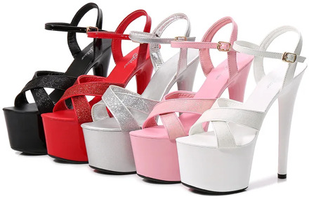 Ladies Summer New Model Shoes Super High Heels 17CM Thin Heel Platform Sandals Women Transparent Wedding Shoes