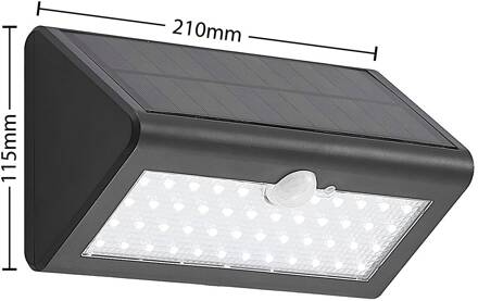 Ladiro LED solar buitenwandlamp met sensor zwart