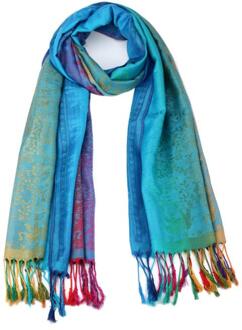 Lady Echarpes Foulards Femme Sjaal Vrouwen Double Side Grote Lange Tassel Pashmina Sjaal Wrap Shawl Mujer Wrap Sjaal Dames Blauw