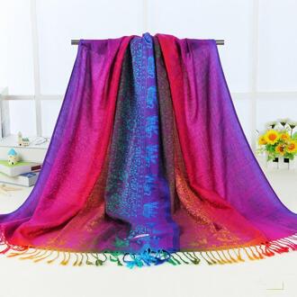 Lady Echarpes Foulards Femme Sjaal Vrouwen Double Side Grote Lange Tassel Pashmina Sjaal Wrap Shawl Mujer Wrap Sjaal Dames Paars