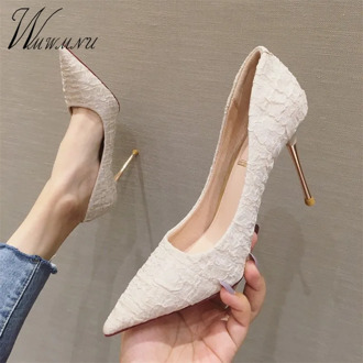Lady Elegant Party Club Pumps New Wild Classics Shallow Thin Heel Pointed High Heels Shoes Women 2020 White Stiletto Spring 9CM