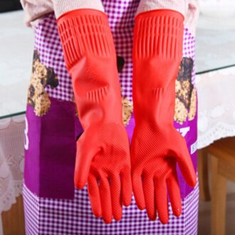 Lady Flexibele Comfortabele Rubberen Schone Handschoenen Rode Schotel Wassen Lange Handschoenen Huishoudelijke Schoonmaakmiddelen Gereedschappen Handschoenen Handen Protector