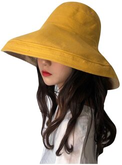 Lady Formele Hoed Zomer Opvouwbare Casual Caps Vrouwen Dubbelzijdig Elegante Strand Hoeden Шляпа Женская Летняя # Guahao geel