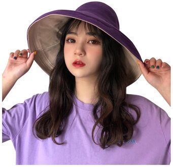 Lady Formele Hoed Zomer Opvouwbare Casual Caps Vrouwen Dubbelzijdig Elegante Strand Hoeden Шляпа Женская Летняя # Guahao paars