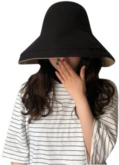 Lady Formele Hoed Zomer Opvouwbare Casual Caps Vrouwen Dubbelzijdig Elegante Strand Hoeden Шляпа Женская Летняя # Guahao zwart