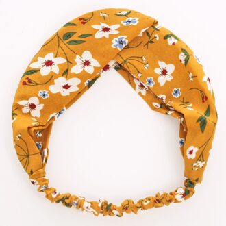 Lady Geknoopt Hoofdband Bohe Stijl Bloem Haaraccessoires Voor Vrouwen Meisjes Tulband Elastische Haarband Head Wrap Bloem Headwrap geel