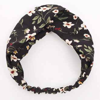 Lady Geknoopt Hoofdband Bohe Stijl Bloem Haaraccessoires Voor Vrouwen Meisjes Tulband Elastische Haarband Head Wrap Bloem Headwrap zwart