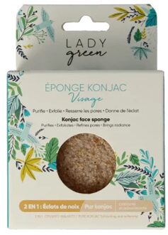 Lady Green Konjac Sponge Face - Crushed Walnut - 1 stuk