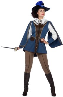 Lady Musketier Kostuum Blauw Blauw, Multikleur - Print