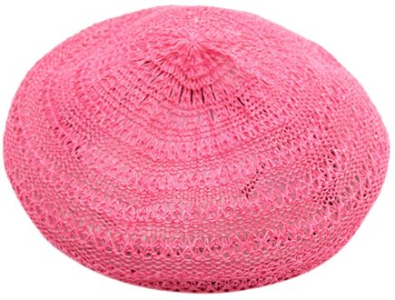 Lady Vrouwen Beret Beanie Klassieke Stijl Hollow Baret Hoed Britse Stijl Winter Zachte Effen Kleur Baret Hoeden heet roze