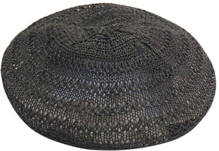 Lady Vrouwen Beret Beanie Klassieke Stijl Hollow Baret Hoed Britse Stijl Winter Zachte Effen Kleur Baret Hoeden zwart