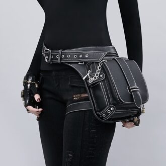 Lady Zakken Denim Waistbag Messenger Bag Punk Mujer Femme Vrouwen Wandelen Taille Tas vrouwen PU Lederen Travel beenzak Leg10