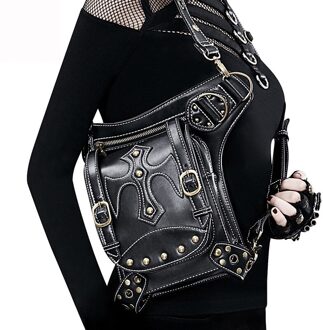 Lady Zakken Denim Waistbag Messenger Bag Punk Mujer Femme Vrouwen Wandelen Taille Tas vrouwen PU Lederen Travel beenzak Leg12