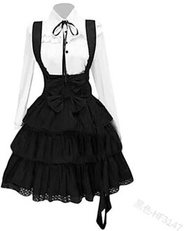 Lady Zoete Jurk Middeleeuwse Retro Hof Cake Jurk Gothic Lolita Jurk Strik Zwarte Lange Mouwen Kostuum Meisjes Zoete Jurk Leuke XXL