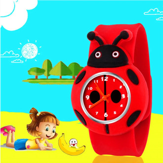 Ladybug Cartoon Pattern Children Watches for Girls Gifts Silicone Strap Kids Watch Child Students Quartz Wristwatch Boys Clock