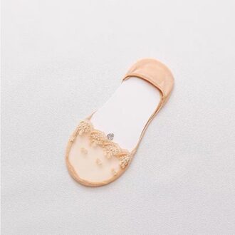 Lage Liner Antislip Sokken Onzichtbare Loafer Lace Transparante Ademend Boot Sokken Katoen Onderkant Zomer Sokken Voor Vrouwen naakt