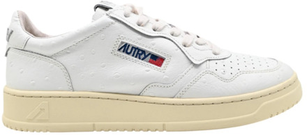 Lage Man Struzzo Leder Wit Sneakers Autry , White , Dames - 42 EU