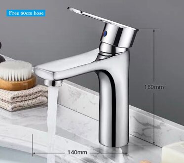 Lage prijs En Goede Koperen Wastafel Kraan Warm En Koud Water Enkele Handgreep Dubbele Controle Badkamer Wastafel Kraan Free 60cm hose
