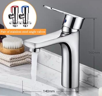 Lage prijs En Goede Koperen Wastafel Kraan Warm En Koud Water Enkele Handgreep Dubbele Controle Badkamer Wastafel Kraan Hose en Angle valve