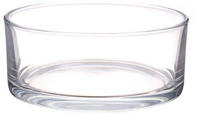 Lage schaal/vaas rond - transparant - glas - 19 x 8 cm - Glazen vazen - woonaccessoires