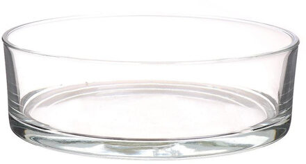 Lage schaal/vaas transparant rond glas 8 x 25 cm - plat - glazen vazen - Vazen