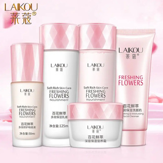 LAIKOU 5PCS Skin Care Product Set Moisturizing Face Tonic Cream Facial Cleanser Whitening Dry Essence Face Skin Serum Cosmetic
