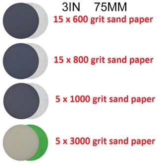 Lakens Schuurpapier Discs Siliciumcarbide Nat/Droog 3Inch Klittenband Polish Ronde Set