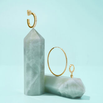 Lakor Lakor oorbellen in glanzende zirkonia, afgewerkt in 18 kt geel goud Wit