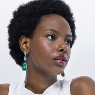 Lali oorbellen afgewerkt in 18k geel goud Groen - One Size