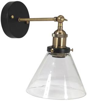 Lambda wandlamp, messing/helder, Ø 18 cm, glas zwart, messing, helder