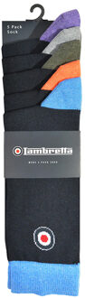 Lambretta Contrasterende herensokken (set van 5) (Marine/Multikleurig) Navy/blauw