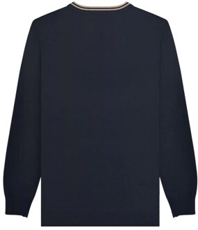 Lambretta Gebreide herentrui met punt (Marine/steen) - maat XL Blauw