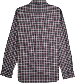 Lambretta Geruit herenhemd met lange mouwen (Bourgogne/Zwart) - 2XL