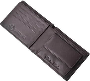 Lambretta Gestanste Leren Portemonnee (Donkerbruin) - maat