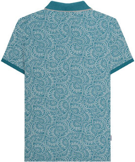 Lambretta Heren AW24 Paisley Tonal Polo Shirt (Gulf Coast) - maat L Middelblauw