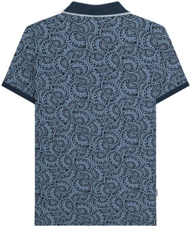Lambretta Heren AW24 Paisley Tonal Polo Shirt (Marine/Donkerblauw) Blauw/marineblauw - L