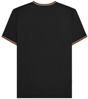 Lambretta Heren AW24 Twin Tip Pique T-shirt (Zwart/Wit/Oranje) - M
