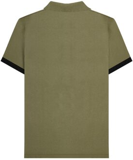 Lambretta Heren Contrast Paneel Vintage Poloshirt (Kaki Groen) - XL