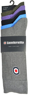 Lambretta Heren Effen Sokken (Verpakt per 5) (Grijs/Marineblauw/Olijfgroen/Blauw/Wijn) - EU 39 - 45