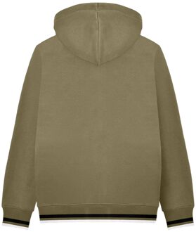 Lambretta Heren Full Zip Hoodie (Khaki Groen/Zwart) Kaki