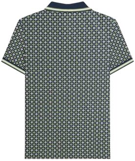 Lambretta Heren Geometrisch Big & Tall Polo Shirt (Marineblauw/Basilicum) - maat 5XL Navy