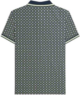 Lambretta Heren Geometrisch Poloshirt (Marine/Basil) Navy - S