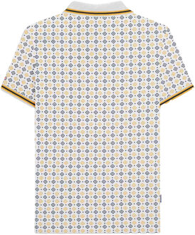 Lambretta Heren Geometrisch Poloshirt (Wit/Navy/Smoke Blue) - maat S