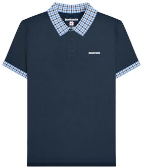 Lambretta Heren Gingham Kraag Groot & Lang Poloshirt (Zwart)