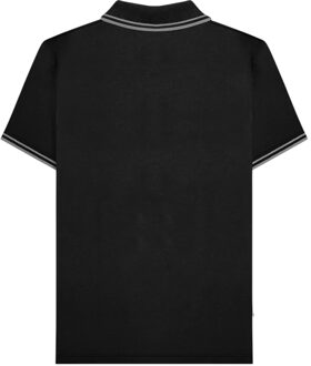 Lambretta Heren Houndstooth Big & Tall Poloshirt (Zwart/Ijzer)