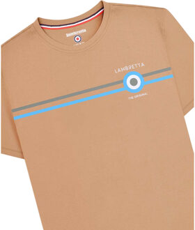 Lambretta Heren Klassiek SS24 Streep T-shirt (Zand) - maat 2XL