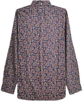 Lambretta Heren Paisley Lange Mouwen Overhemd (Marineblauw) Navy - XL