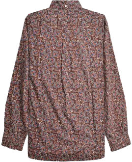 Lambretta Heren Paisley Langsleeve Shirt (Bordeaux) - maat 4XL Bourgogne