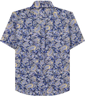 Lambretta Heren Paisley Overhemd met korte mouwen (Marine, Wit) Navy